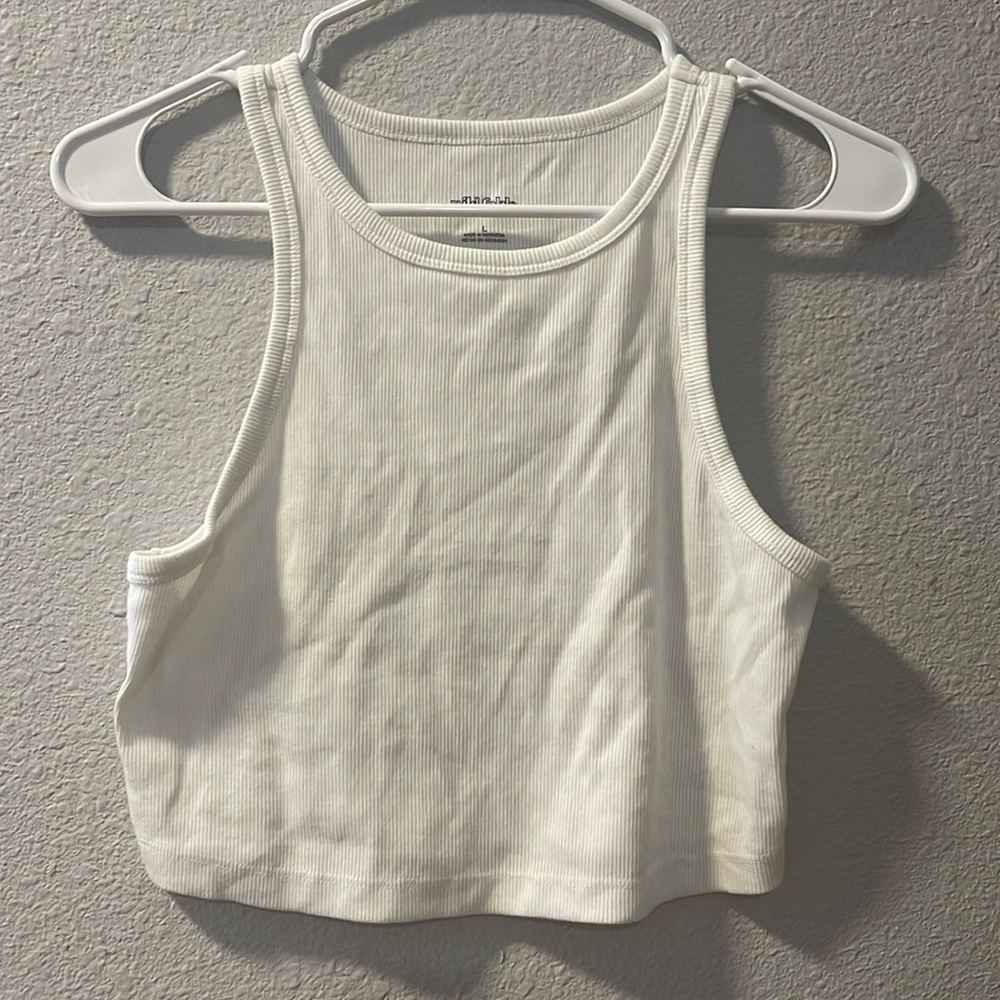 White Cropped Tank Top